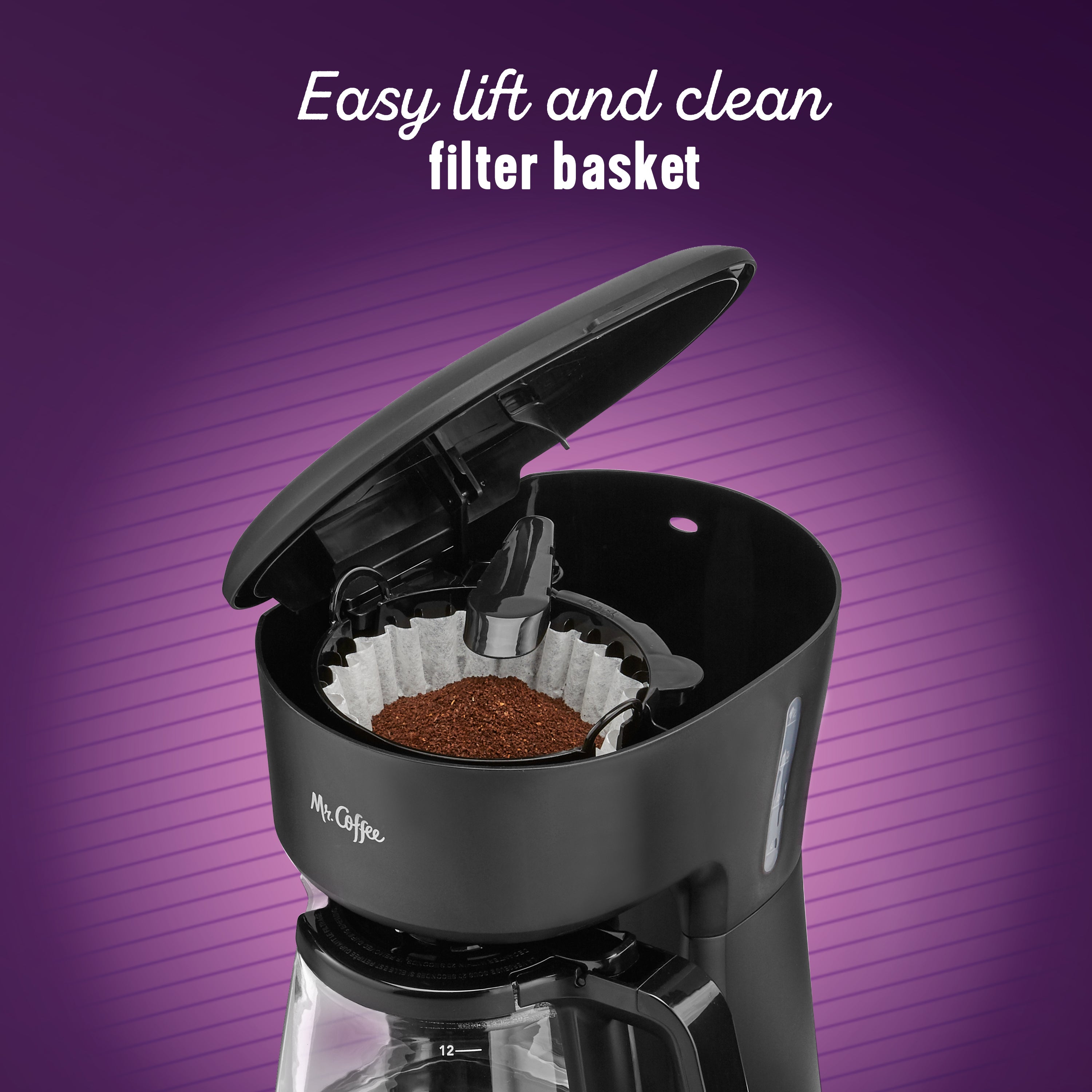 12 Cup Coffee Maker with Easy on/off LED Switch, Black