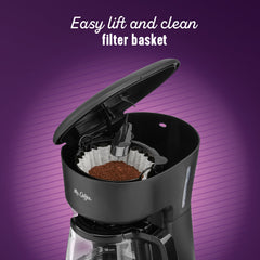 12 Cup Coffee Maker with Easy on/off LED Switch, Black