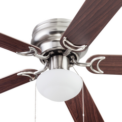 44" Satin Nickel Hugger Ceiling Fan, 5-Blade