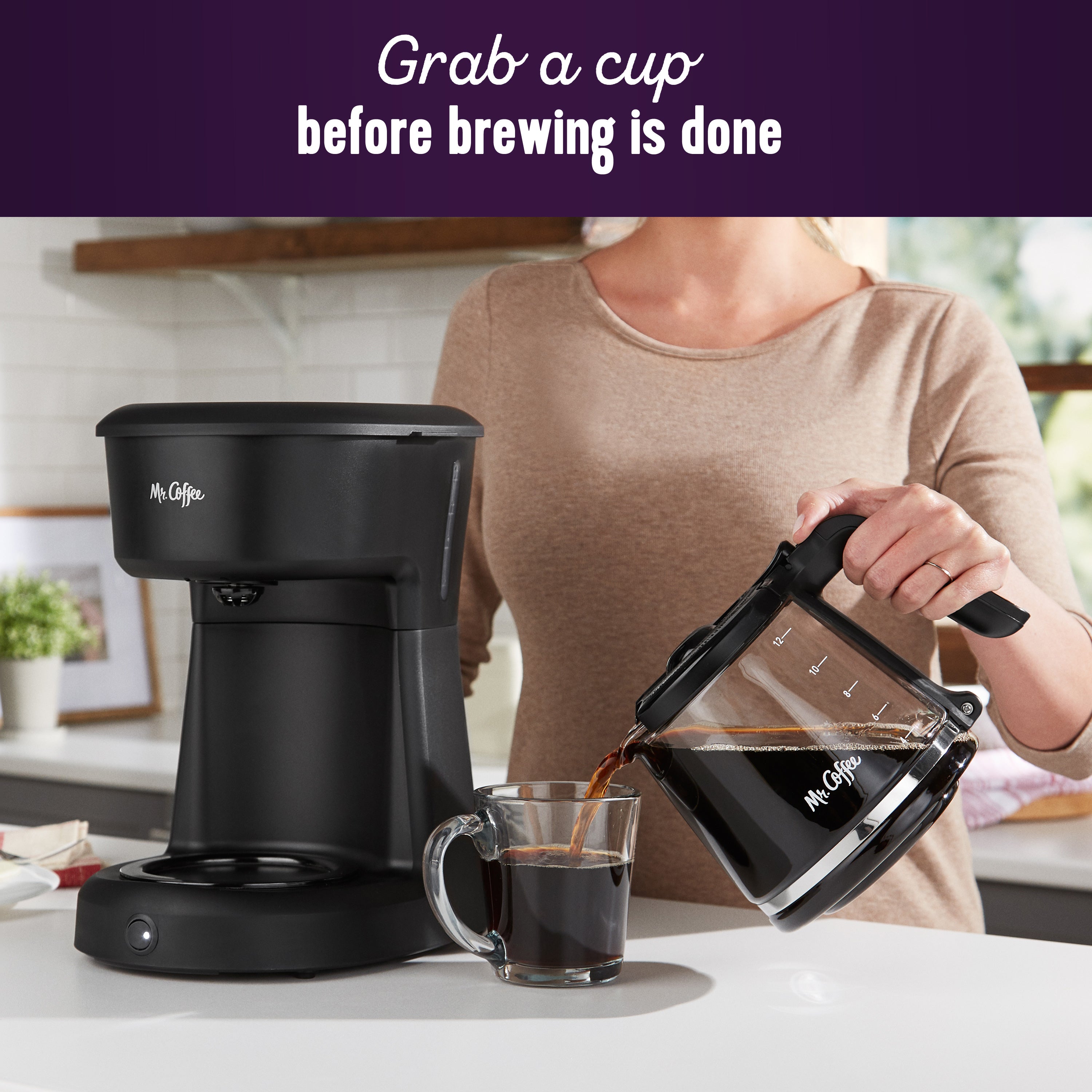 12 Cup Coffee Maker with Easy on/off LED Switch, Black