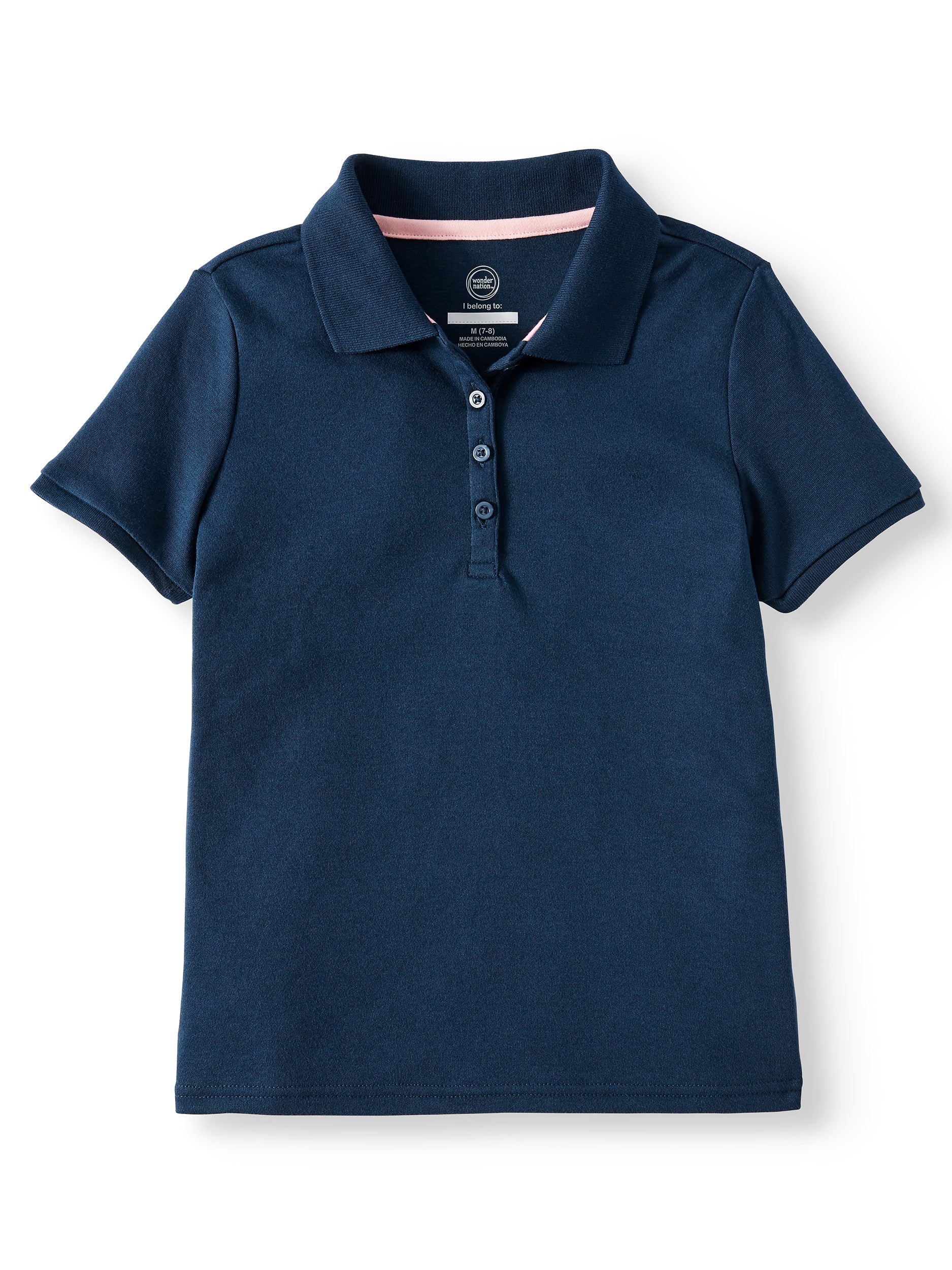 Wonder Nation Girls School Uniform Short Sleeve Interlock Polo Shirt, 2-Pack Value Bundle, Sizes 4-18