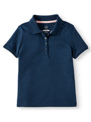 Wonder Nation Girls School Uniform Short Sleeve Interlock Polo Shirt, 2-Pack Value Bundle, Sizes 4-18