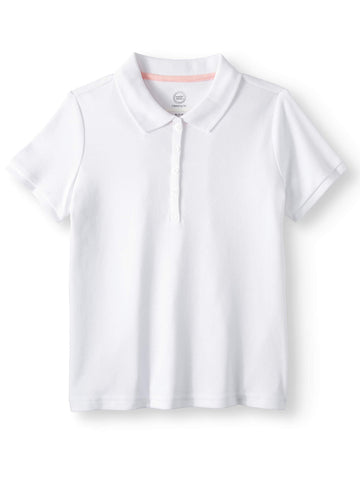 Wonder Nation Girls School Uniform Short Sleeve Interlock Polo Shirt, 2-Pack Value Bundle, Sizes 4-18