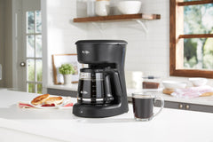 12 Cup Coffee Maker with Easy on/off LED Switch, Black